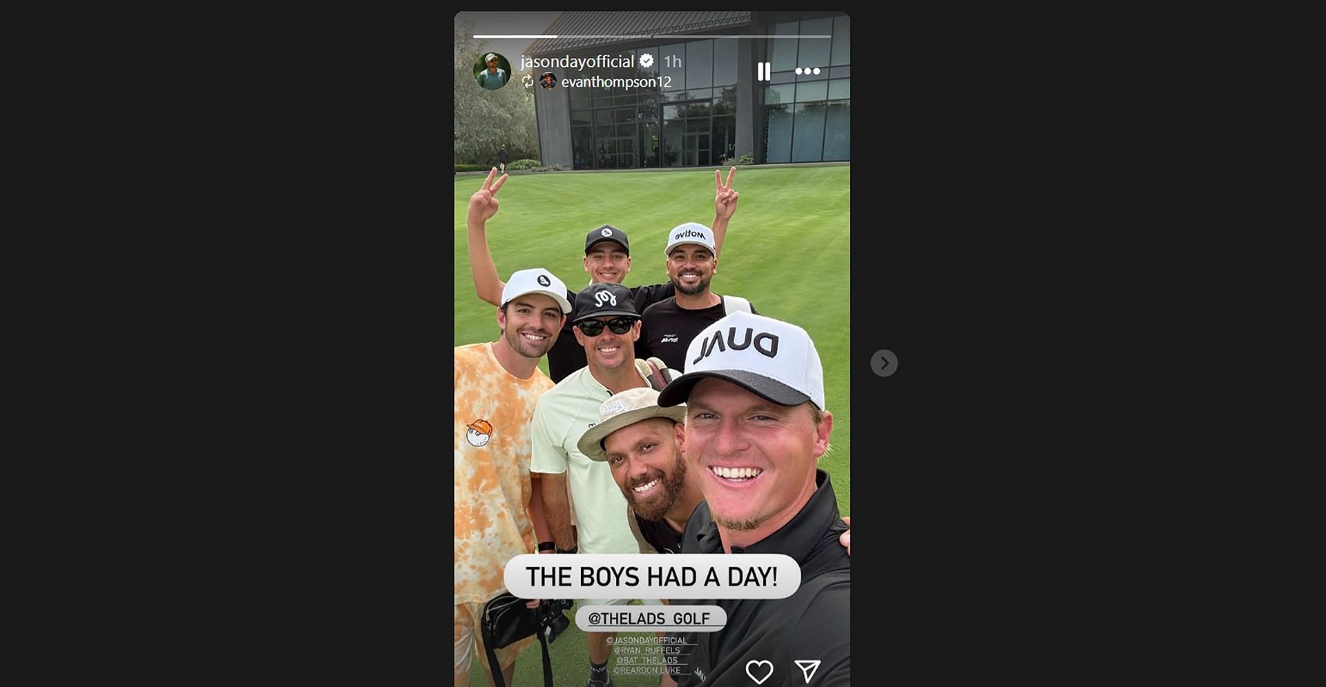 Jason Day spends the ‘day’ with ‘the boys’ and 310K followed influencer amid PGA Tour break/@jasondayofficial